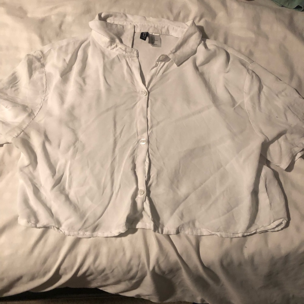 White button up crop top